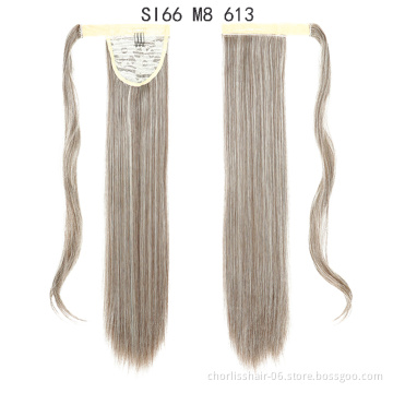 Hot Sale Product Ombre Color Detachable Ponytail Hairpiece Wrap Around Private Label Straight Ponytail Extensions Synthetic Hair